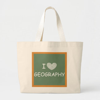 I Love Geography Large Tote Bag