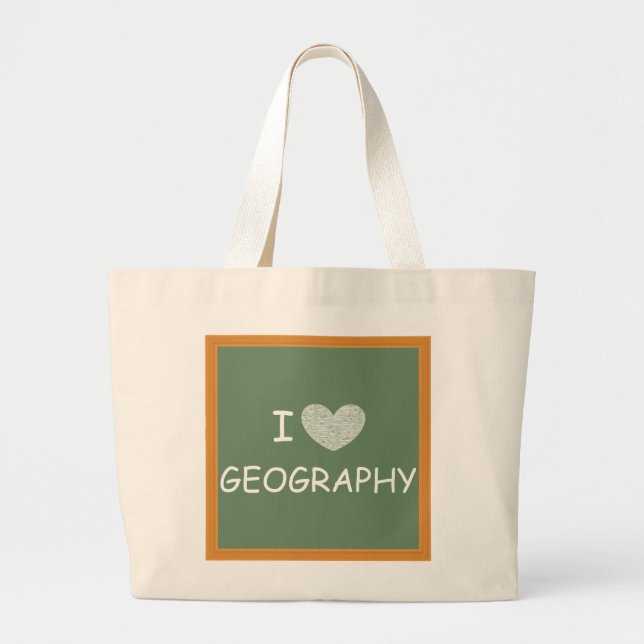I Love Geography Large Tote Bag (Front)