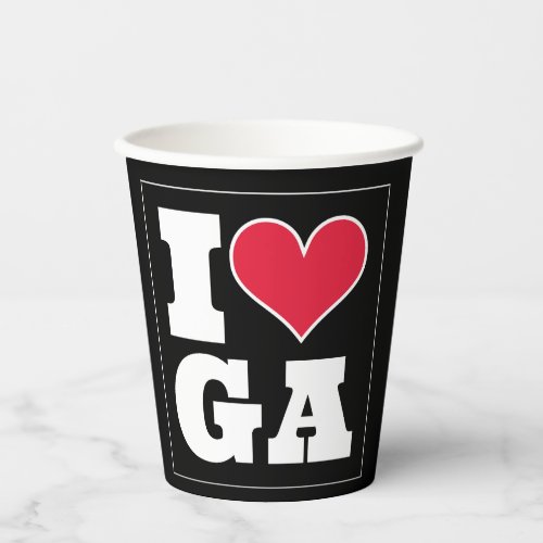 I Love Georgia Black Disposable Tailgate Paper Cups