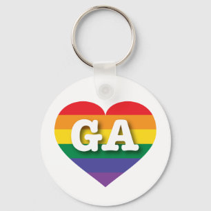 I Love Georgia Rainbow Heart Keychain