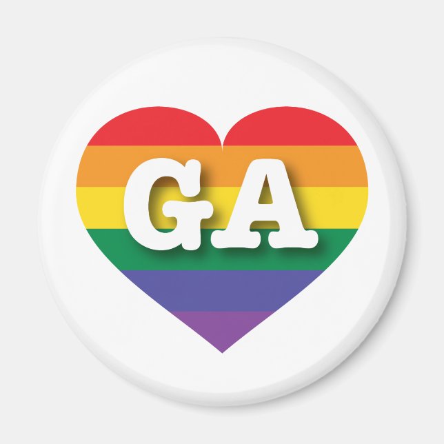 I Love Georgia Rainbow Heart Magnet (Front)