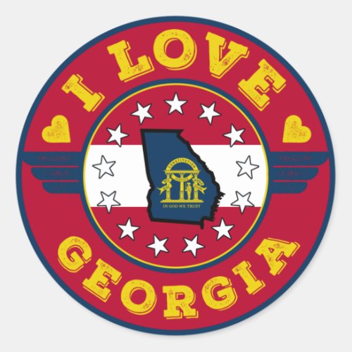 I Love Georgia State Map and Flag Classic Round Sticker