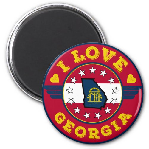 I Love Georgia State Map and Flag Magnet