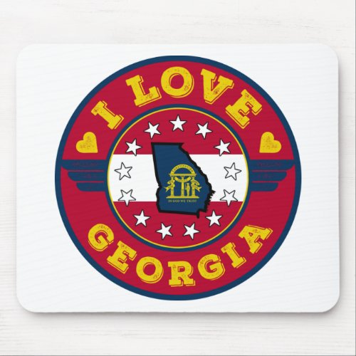 I Love Georgia State Map and Flag Mouse Pad