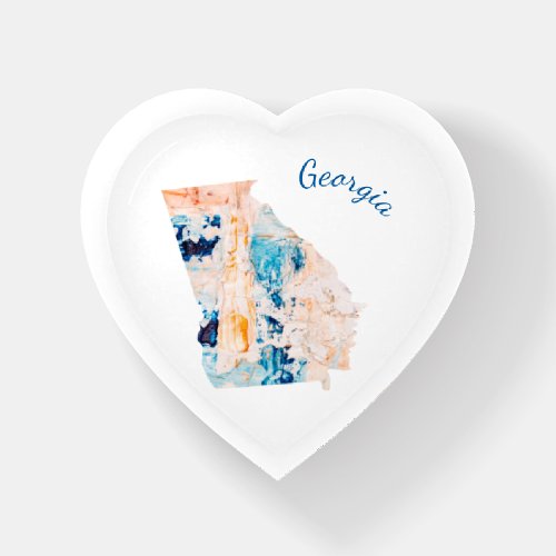 I Love Georgia State Outline Abstract Heart Paperweight