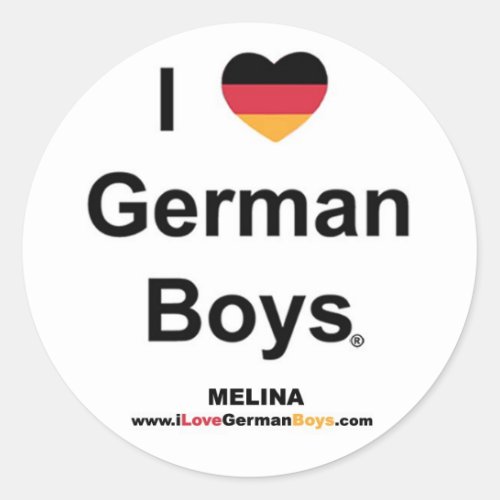 I Love German Boys Classic Round Sticker