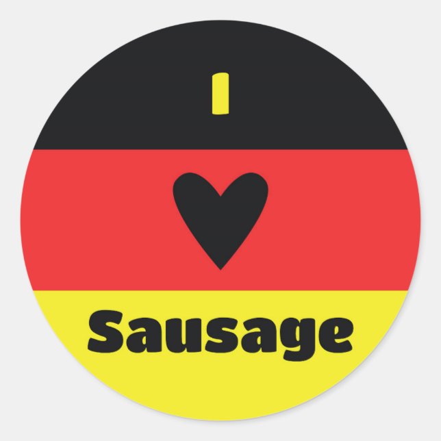 I Love German Sausage Sticker (Front)