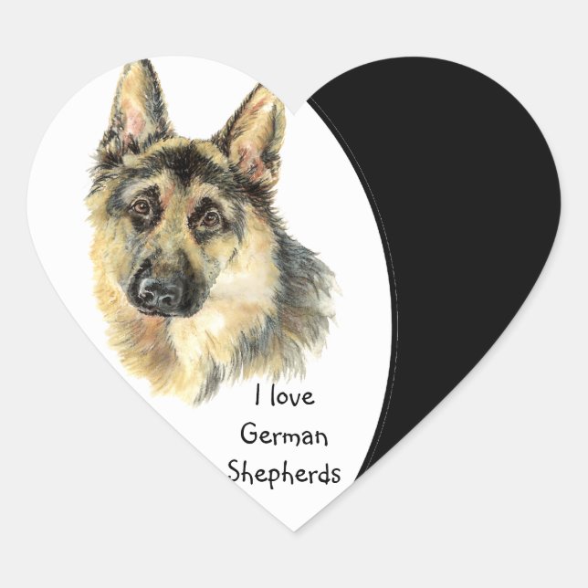 I love German Shepherd Dog, Pet with Heart Heart Sticker (Front)