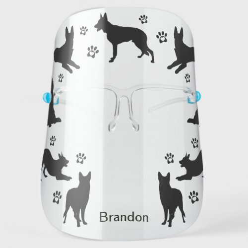 I Love German Shepherds Monogrammed Dog Face Shield