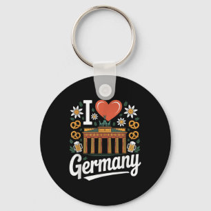 I Love Germany Bratwurst Pretzel Beer Keychain
