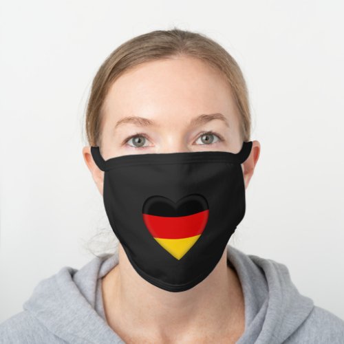 I Love Germany German Flag Heart Black Cotton Face Mask