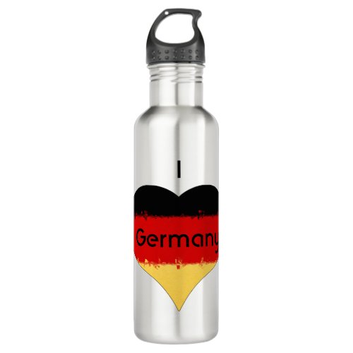 I Love Germany Grunge Heart Flag Design Stainless Steel Water Bottle