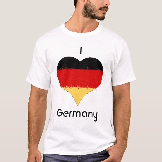 I Love Germany Grunge Heart Flag Design T-Shirt (Front)