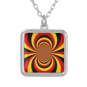 I Love Germany National Flag Colors Art Print Silver Plated Necklace