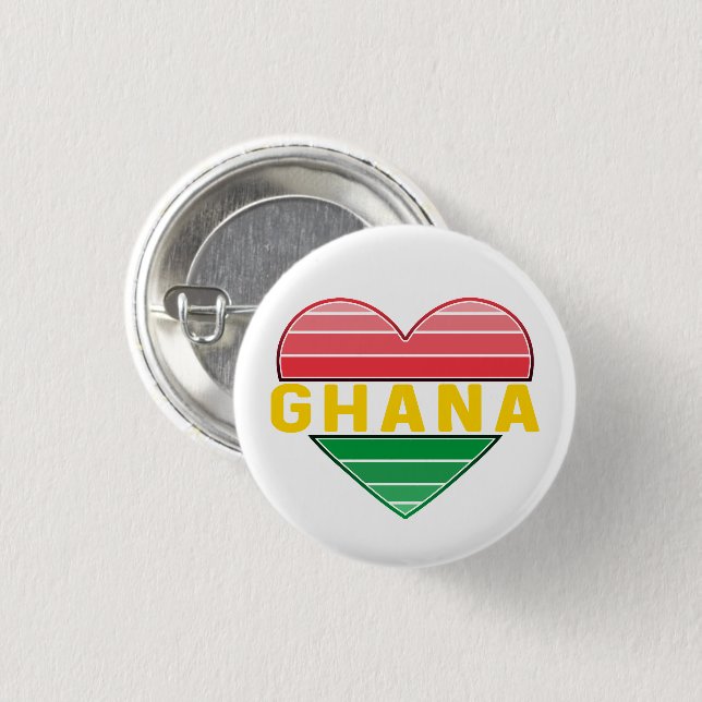 I Love Ghana, Ghanaian Heart Button (Front & Back)