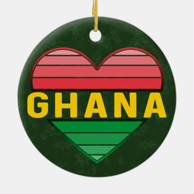 I Love Ghana, Ghanaian Heart Ceramic Ornament (Back)