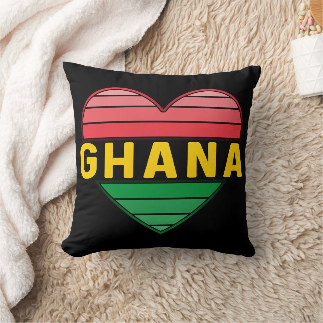 I Love Ghana, Ghanaian Heart Throw Pillow (Blanket)