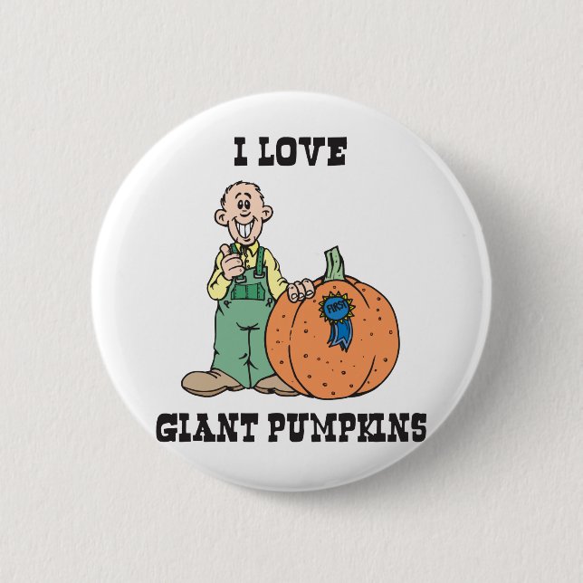 I Love Giant Pumpkins Pinback Button (Front)