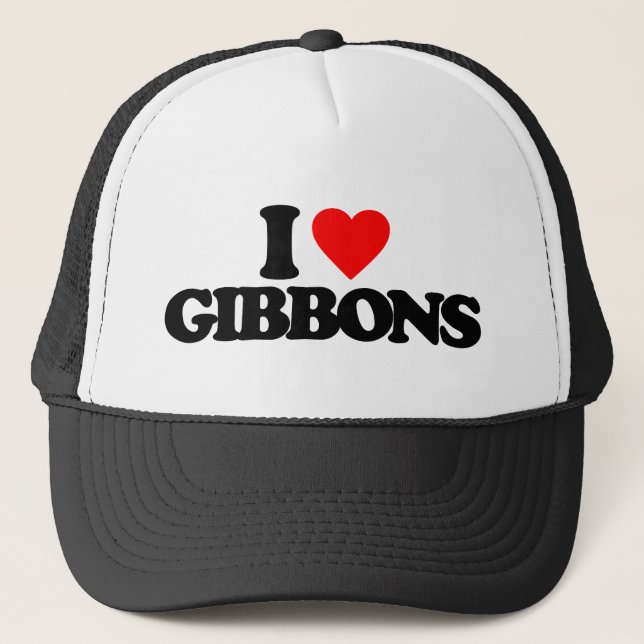I LOVE GIBBONS TRUCKER HAT (Front)