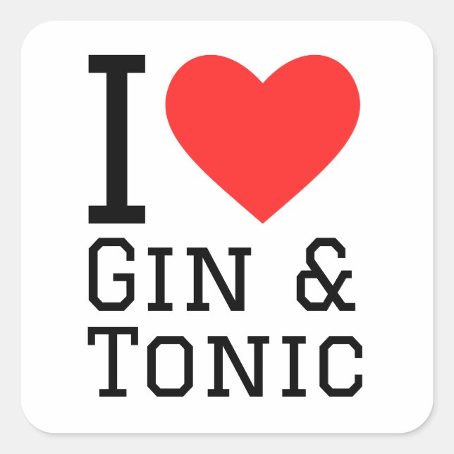 I love gin and tonic square sticker (Front)