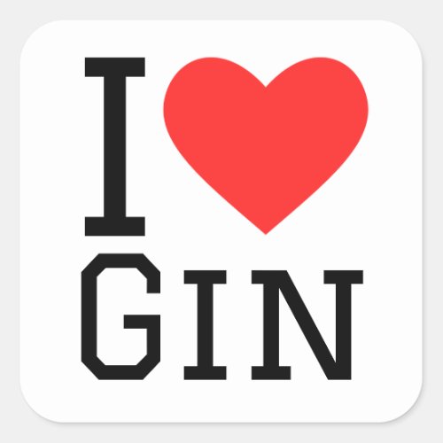 I love gin square sticker