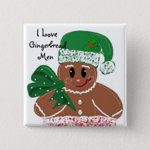 I Love Gingerbread Men Button
