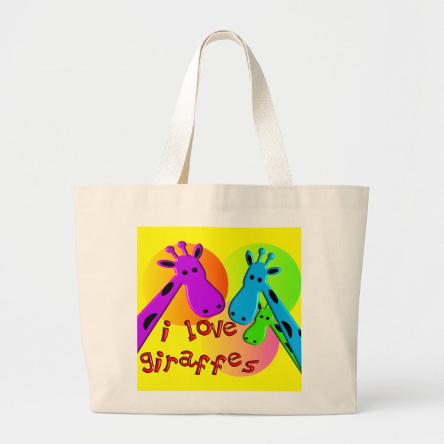 I Love Giraffes gifts Large Tote Bag (Front)