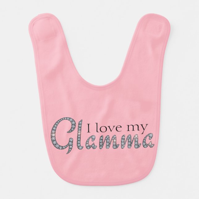 I love Glamma faux-bling rhinestones design Baby Bib (Front)