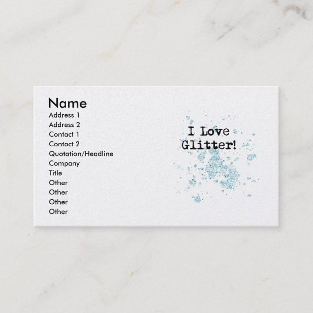 I Love Glitter! Business Card (Front)