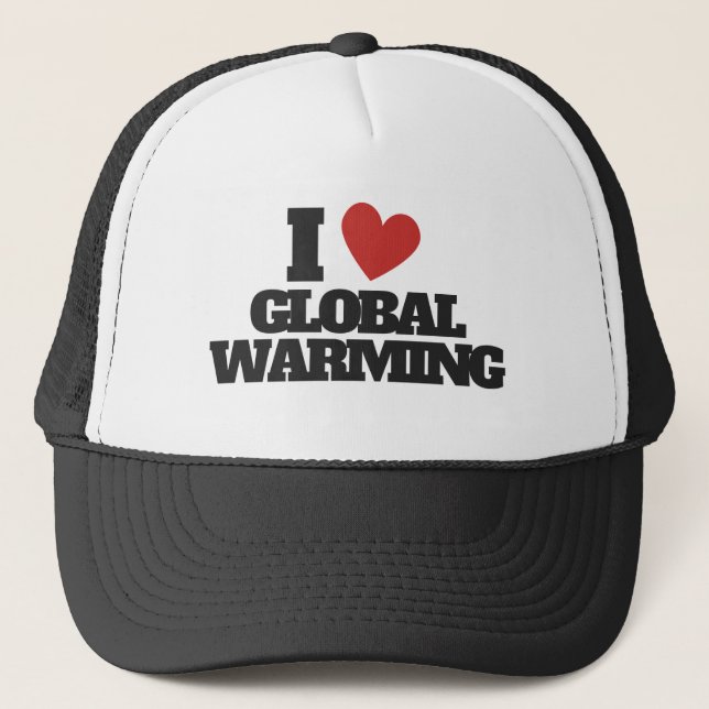 I Love Global Warming Mens' T-Shirt Trucker Hat (Front)