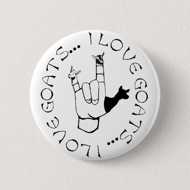 I Love Goats ASL Sign Language Hand Symbol Button (Front)