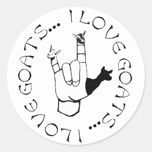 I Love Goats ASL Sign Language Hand Symbol Classic Round Sticker