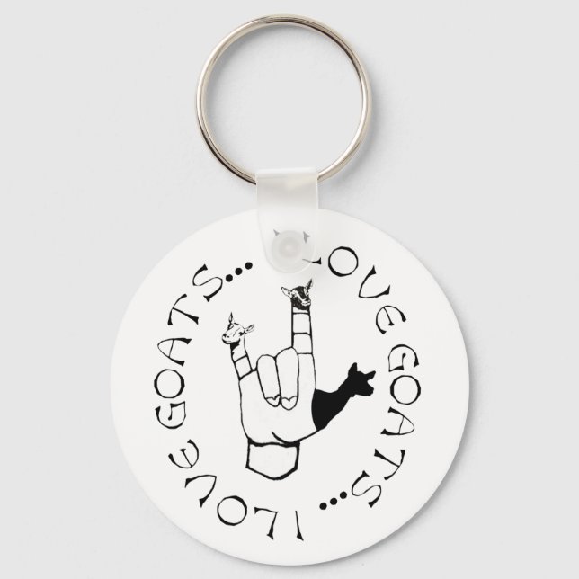 I Love Goats ASL Sign Language Hand Symbol Keychain (Front)