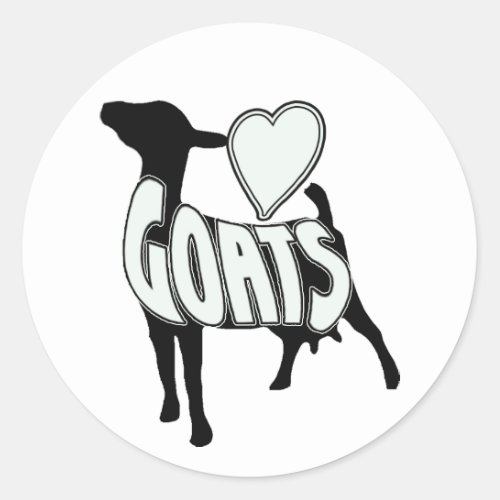 I LOVE GOATS LOGO ICON CLASSIC ROUND STICKER