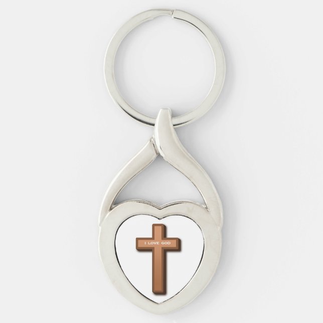 "I LOVE GOD" CROSS KEYCHAIN (Front)