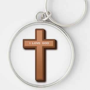 "I LOVE GOD" CROSS KEYCHAIN