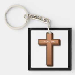 "I LOVE GOD" CROSS KEYCHAIN