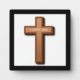 "I LOVE GOD" CROSS PLAQUE