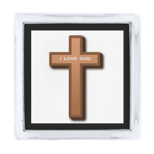 "I LOVE GOD" CROSS SILVER FINISH LAPEL PIN