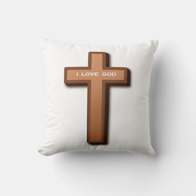"I LOVE GOD" CROSS THROW PILLOW (Front)