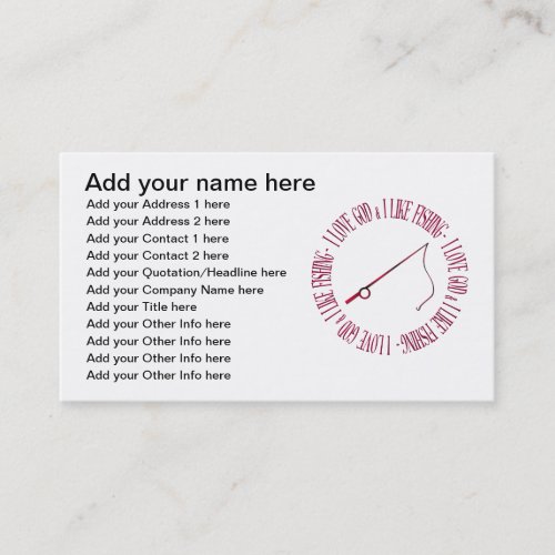 I love God &amp; I like fishing Business Card Templates