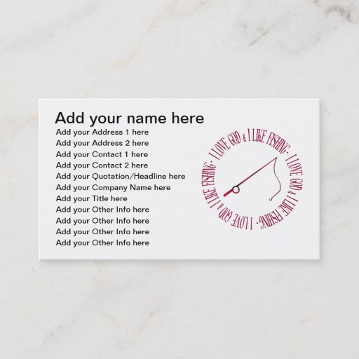 Customizable I love God &amp; I like fishing Business Card Templates
