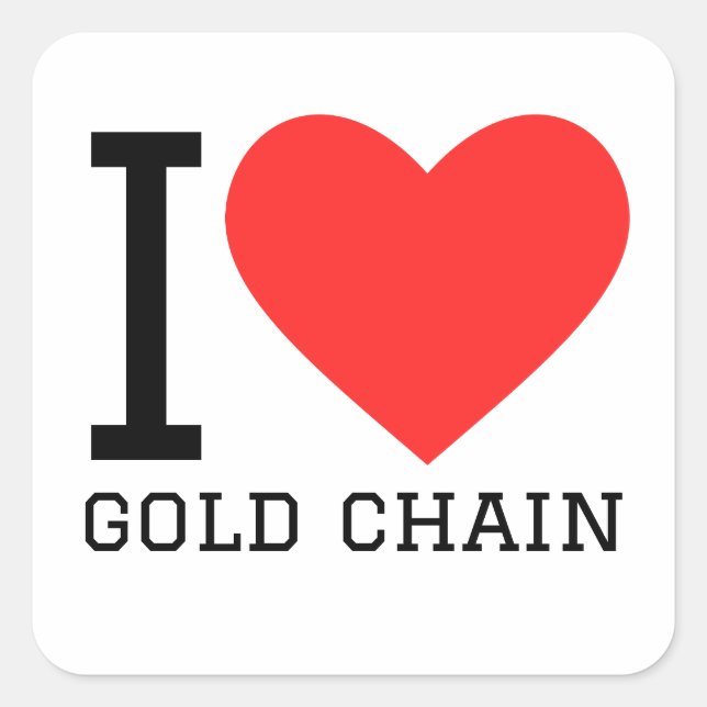 I love gold chain square sticker (Front)