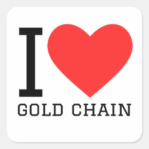 I love gold chain square sticker