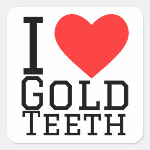 I love gold teeth square sticker