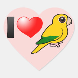 I Love Golden Conures Heart Sticker