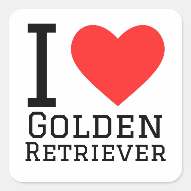 I love golden retriever square sticker (Front)