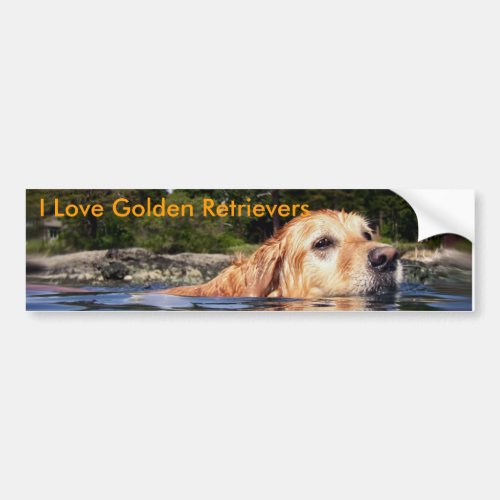 I Love Golden Retrievers _ Bumper Sticker
