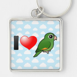 I Love Golden-winged Parakeets Premium Square Keychain