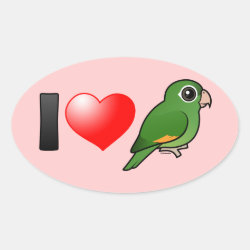 I Love Golden-winged Parakeets Oval Sticker